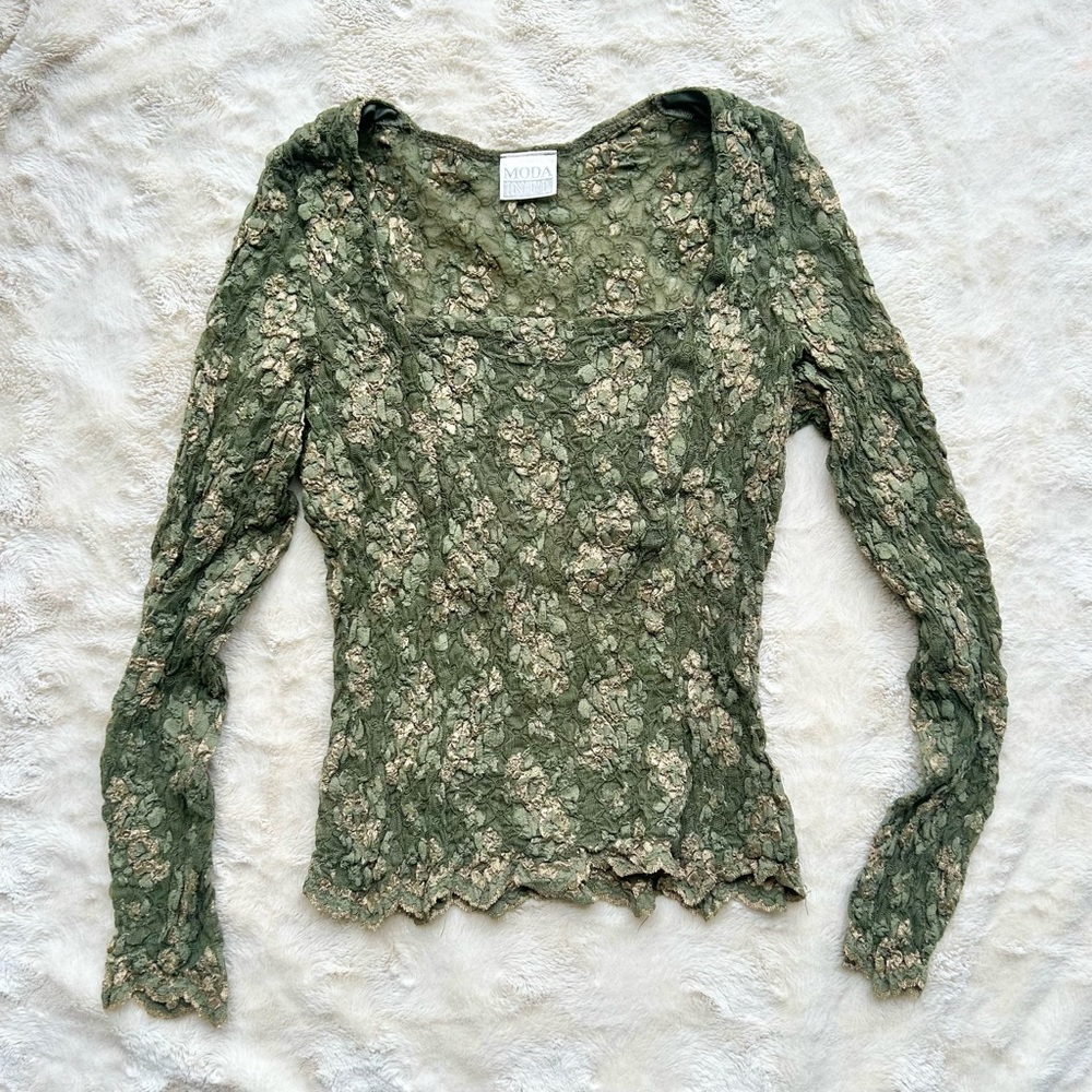 ❌SOLD❌ VTG 90s Moda International Lace Blouse